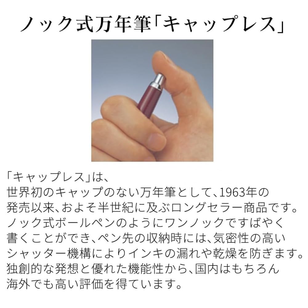 Amazon | ノック式万年筆 キャップレス ブラックマット 極細字（EF
